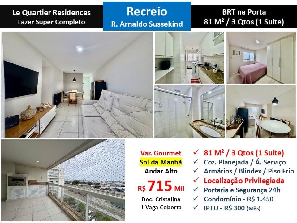 Apto Recreio Le Quartier Residences 81M²