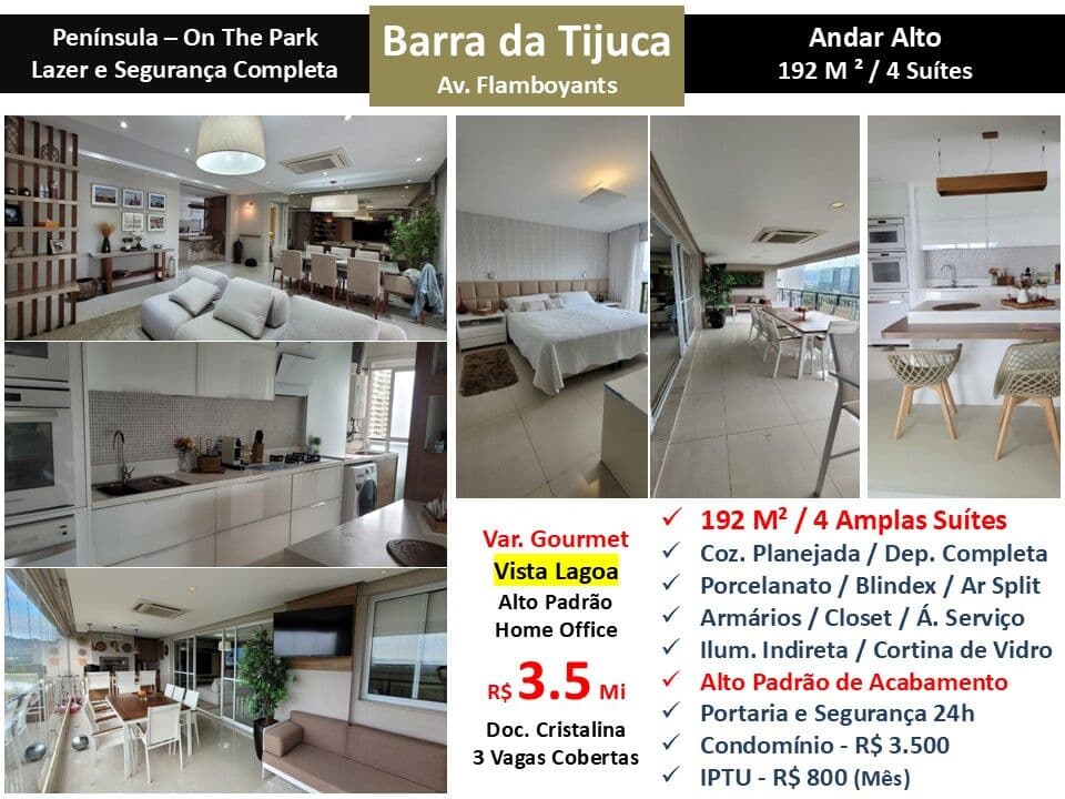 Apto Barra da Tijuca Peninsula 360 On The Park 192M²