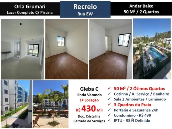 Apto Recreio Gleba C EW Orla Grumari 50M²