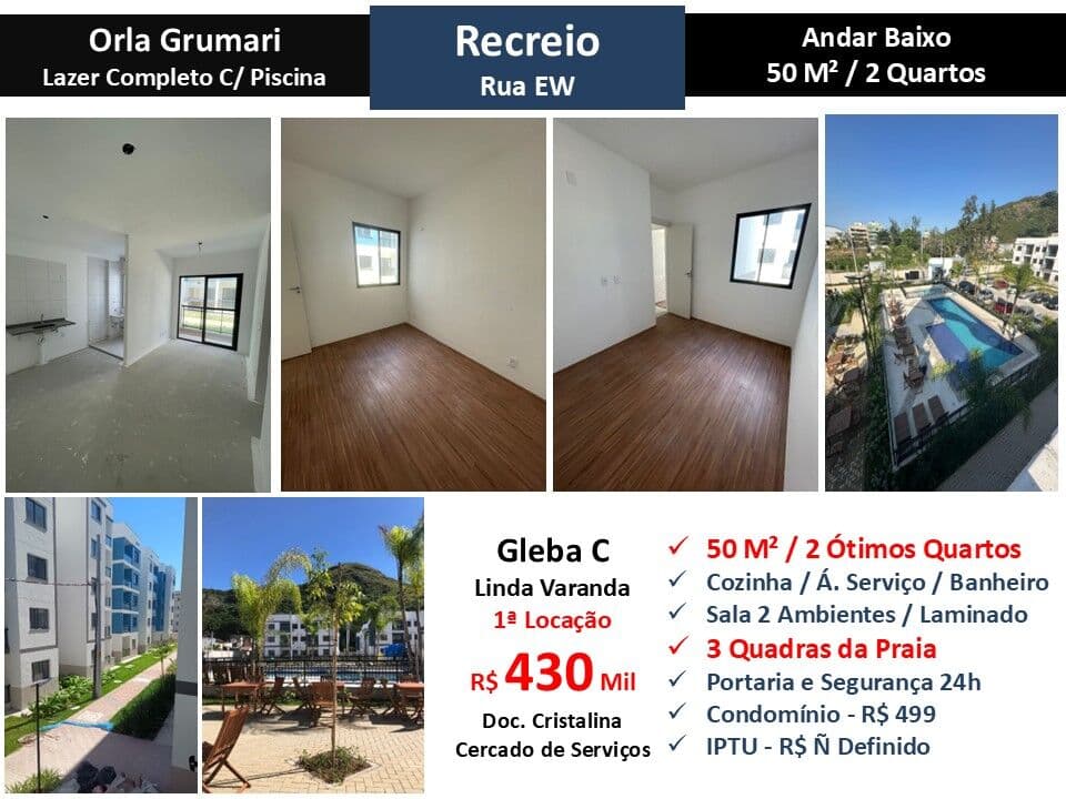 Apto Recreio Gleba C EW Orla Grumari 50M²