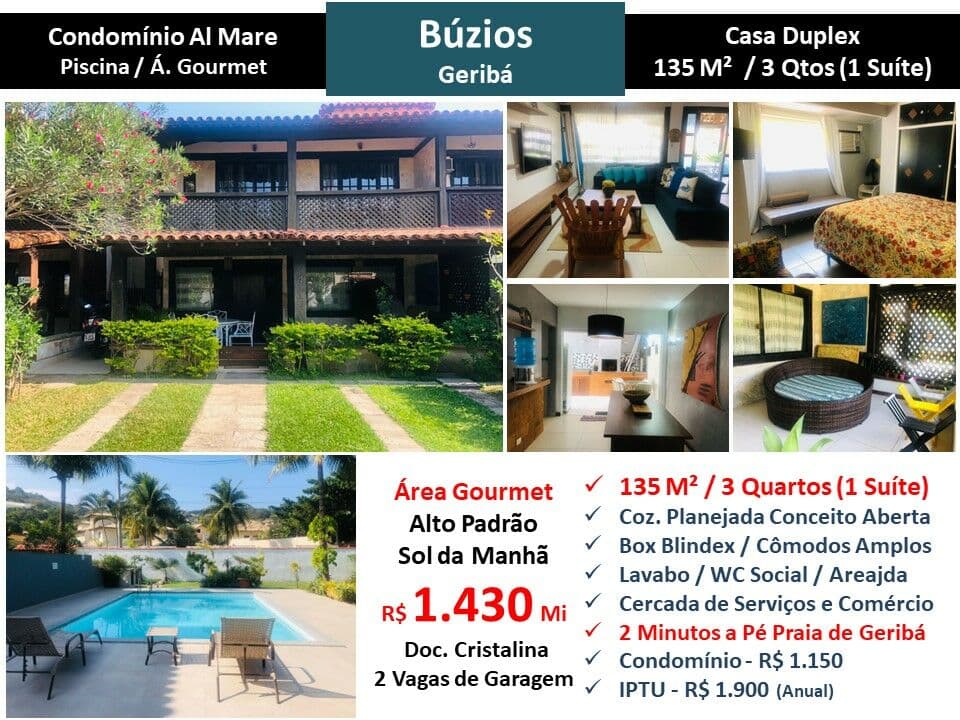 Casa Búzios Geribá Al Mare 135M²