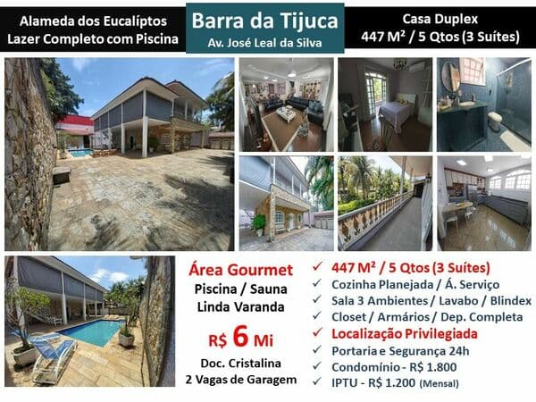 Casa Barra da Tijuca Alameda dos Eucaliptos 447M²