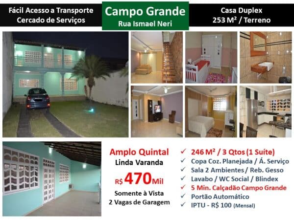 Casa Campo Grande Ismael Neri 246M²