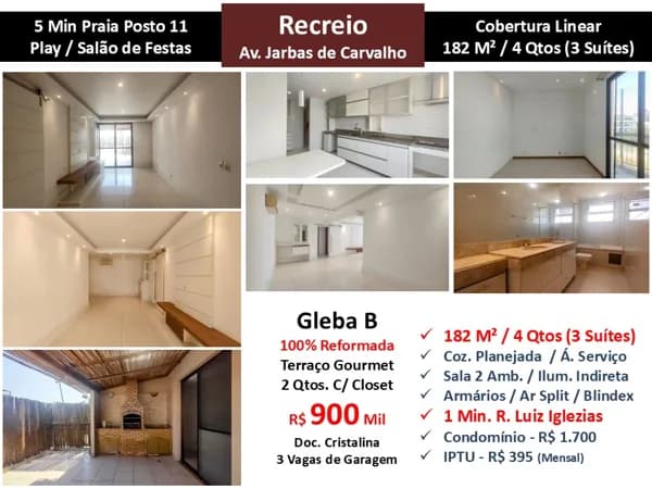 Cob Recreio Gleba B Jarbas de Carvalho 182M² Linear