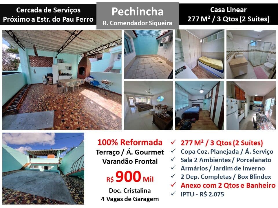 Casa JPA Pechincha Comendador Siqueira 277M² Linear