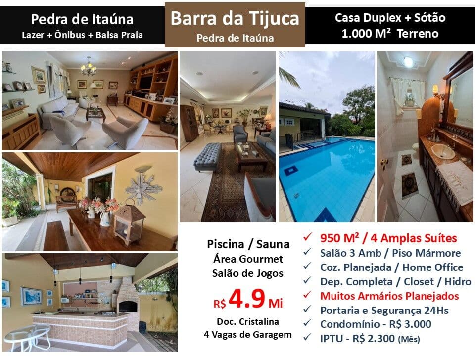 Casa Barra da Tijuca Pedra de Itaúna 950M²