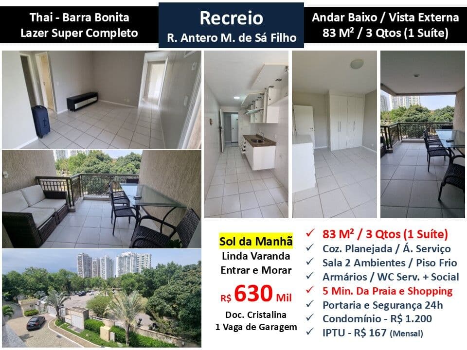 Apto Recreio Barra Bonita Thai 83M²