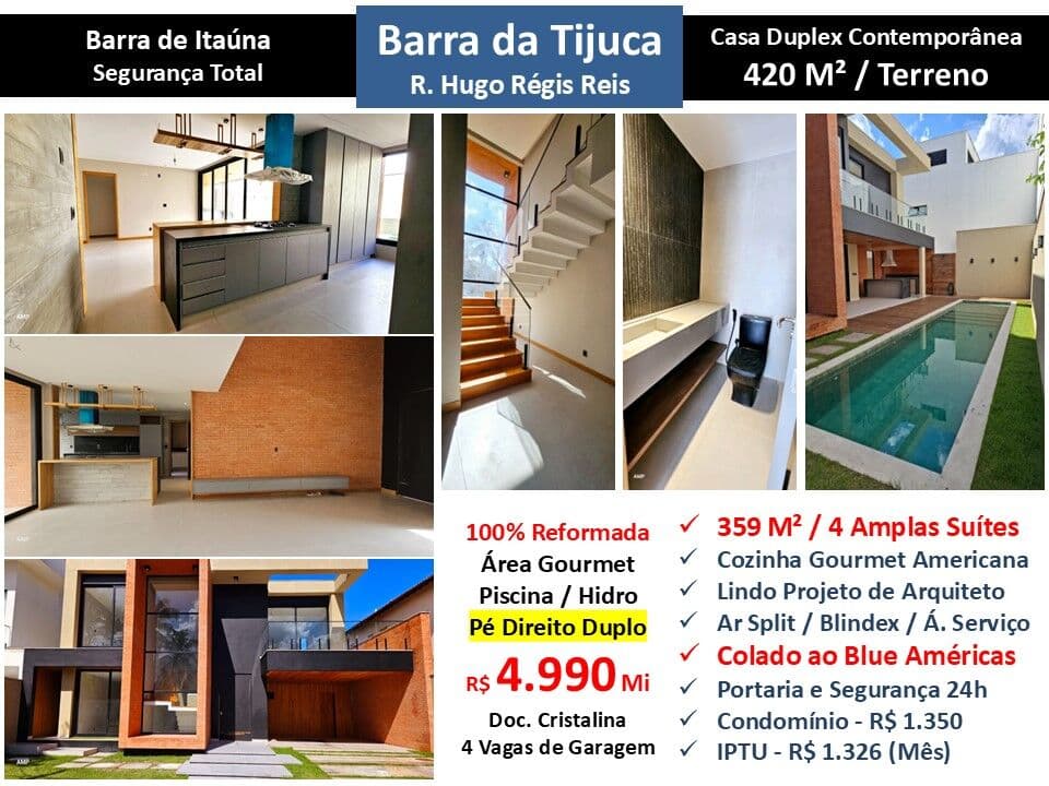 Casa Barra da Tijuca Barra de Itaúna 359M²