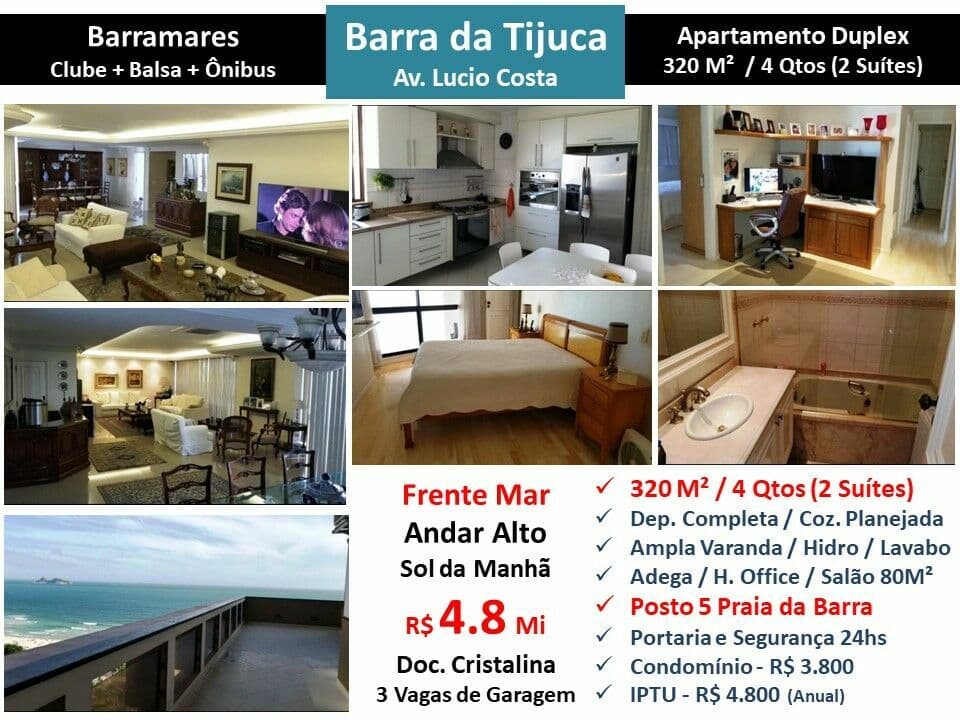 Apto Barra da Tijuca Praia Barramares 320M²