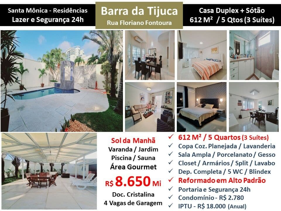 Casa Barra da Tijuca Santa Mônica Residências 612M²