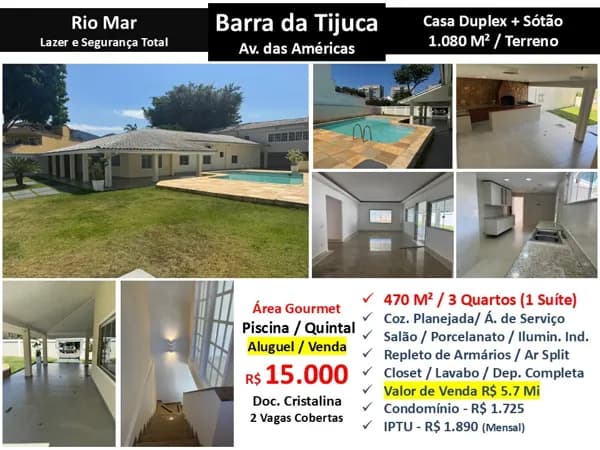 Casa Barra da Tijuca Rio Mar 470M²