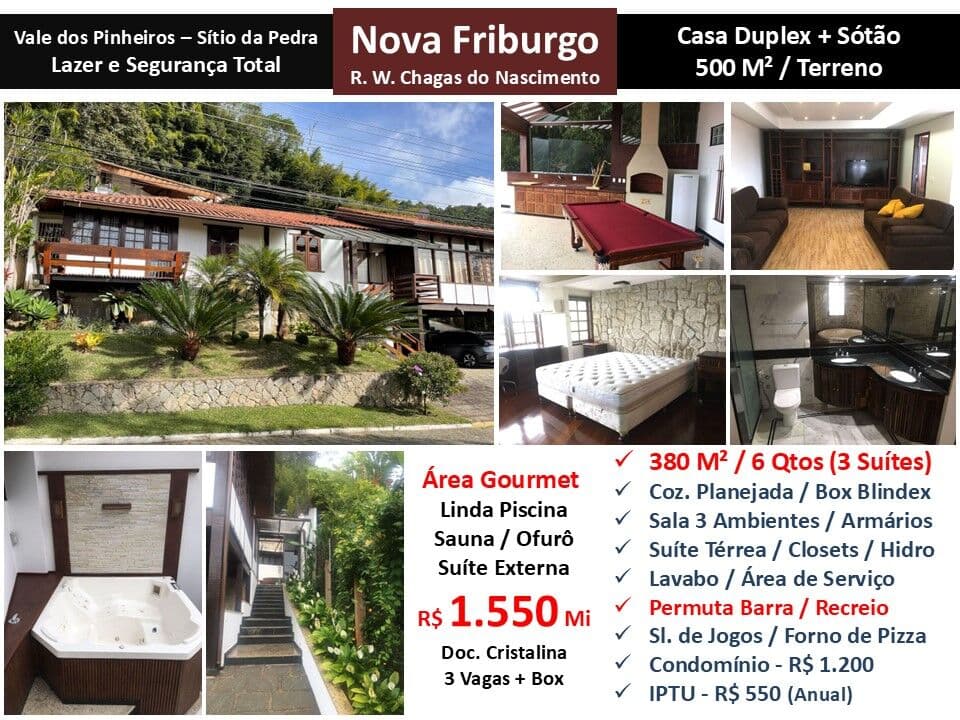 Casa Nova Friburgo Sítio da Pedra 380M²