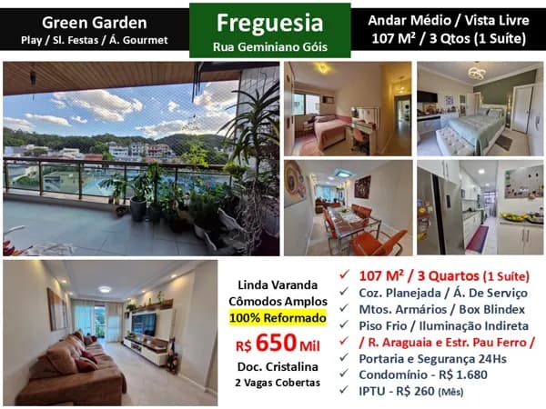 Apto JPA Freguesia Geminiano Gois Green Garden 107M²