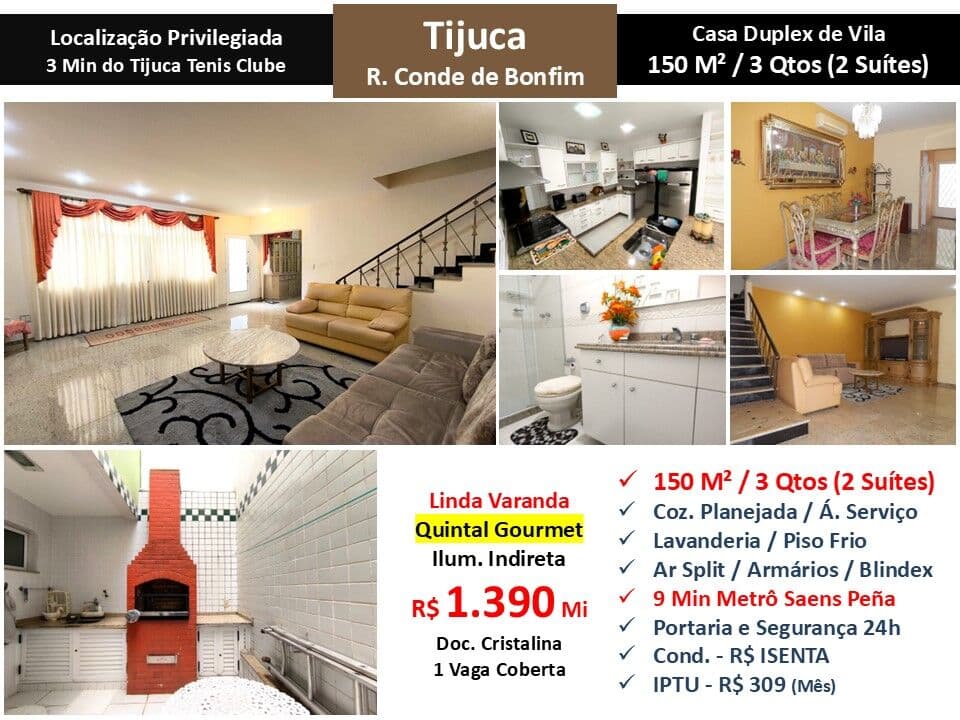 Casa Tijuca Conde de Bonfim 150M²