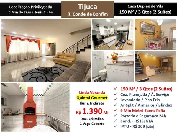 Casa Tijuca Conde de Bonfim 150M²