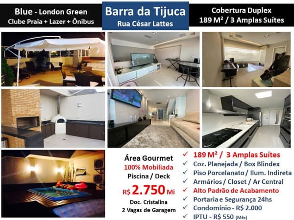 Cob Barra da Tijuca Blue London Green 189M²