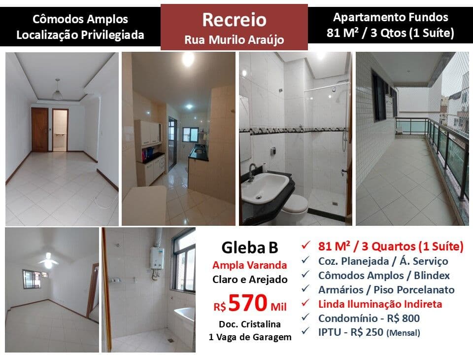 Apto Recreio Gleba B Murilo de Araujo 81M²