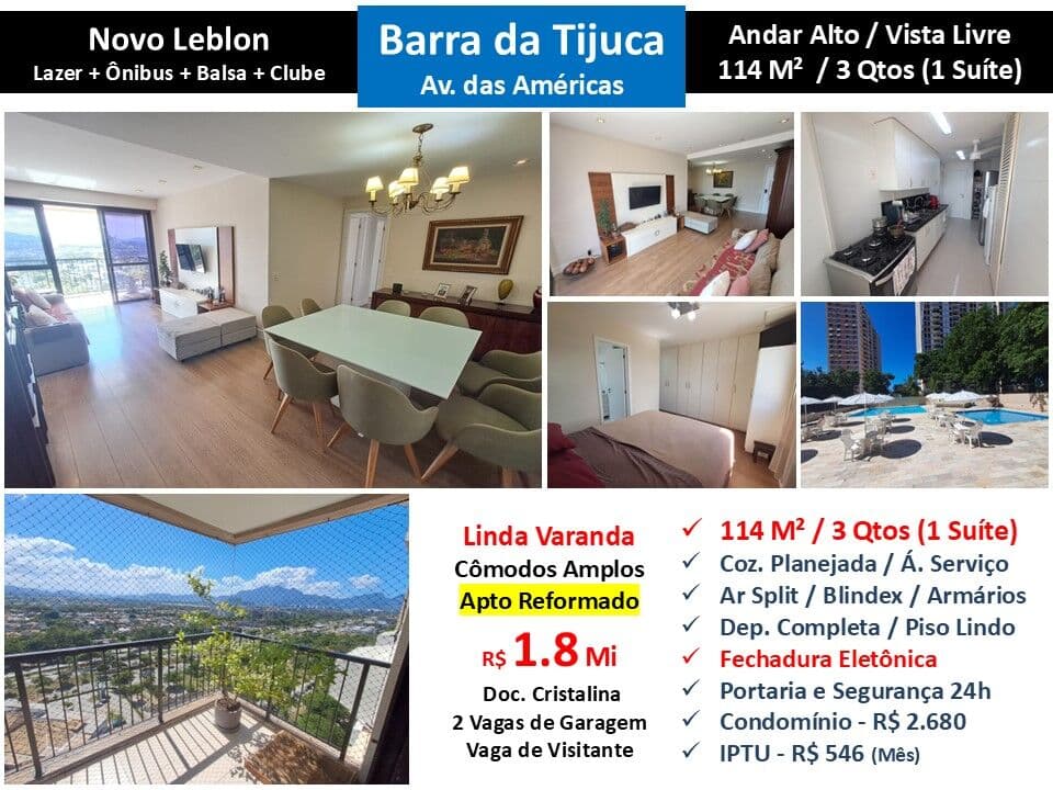 Apto Barra da Tijuca Novo Leblon 114M²