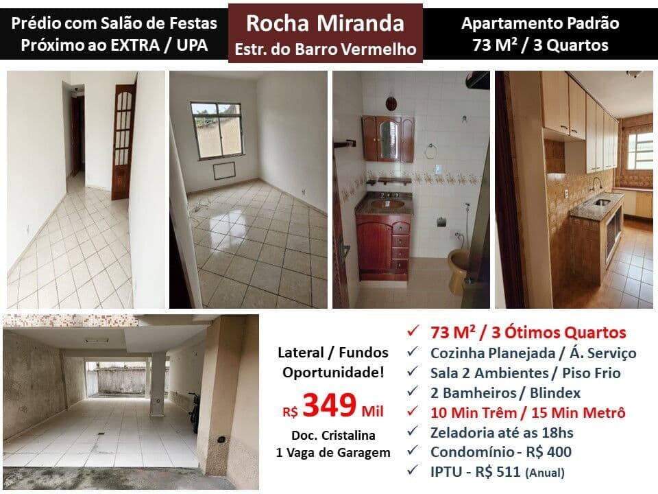 Apto Rocha Miranda Barro Vermelho 73M²