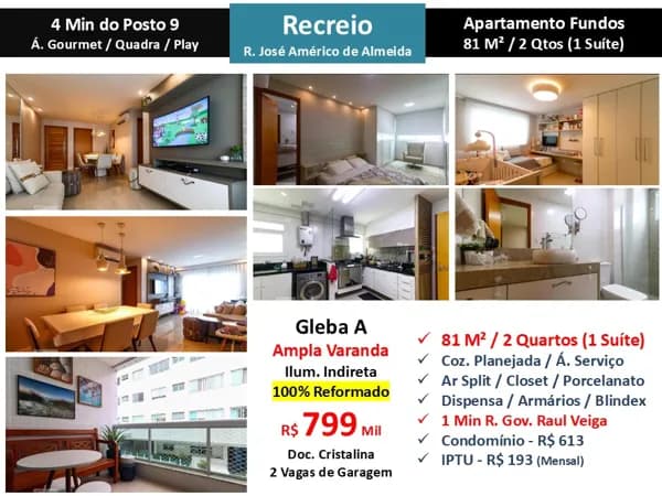 Apto Recreio Gleba A Praia José Américo de Almeida 81M²