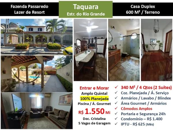 Casa JPA Taquara Fazenda Passaredo 340M²