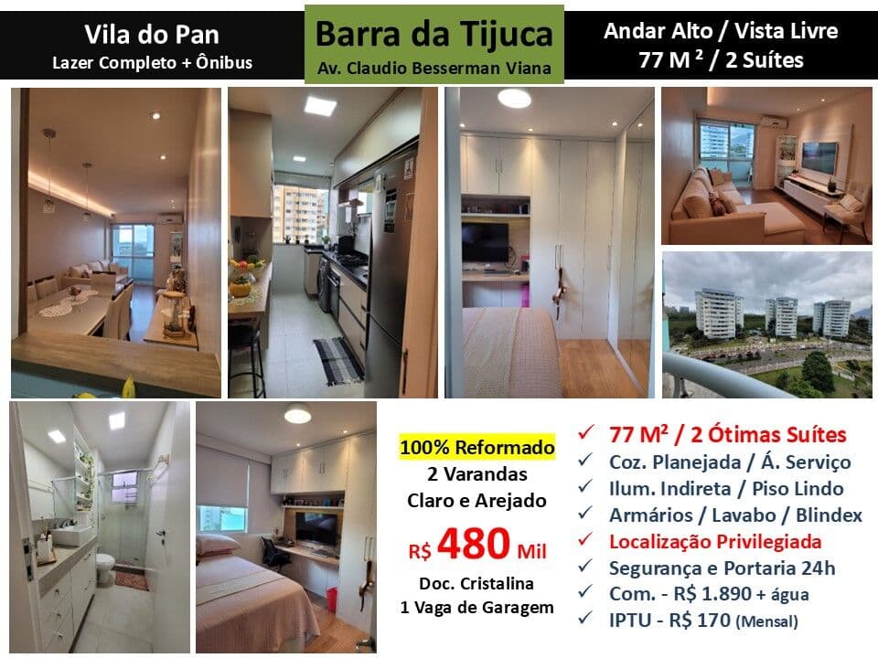 Apto Barra da Tijuca Vila do Pan 77M²