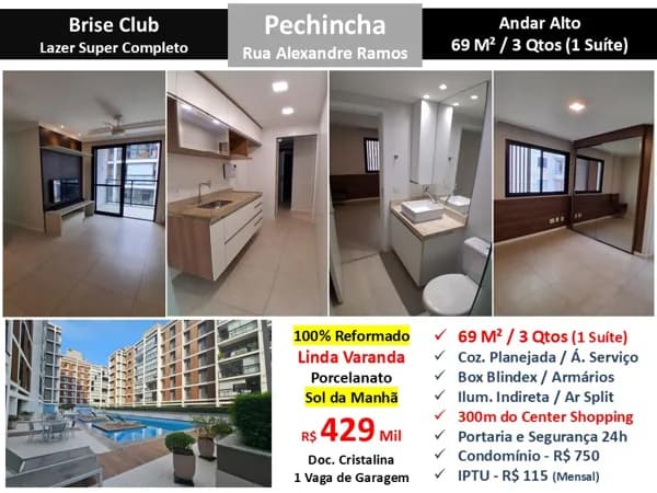 Apto JPA Pechincha Alexandre Ramos Brise 69M²