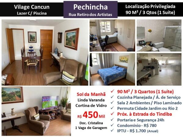 Apto JPA Pechincha Retiro dos Artistas Vilage Cancun 90M²