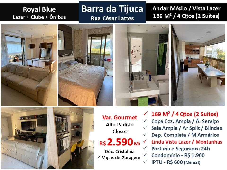 Apto Barra da Tijuca Blue Royal Blue 169M²
