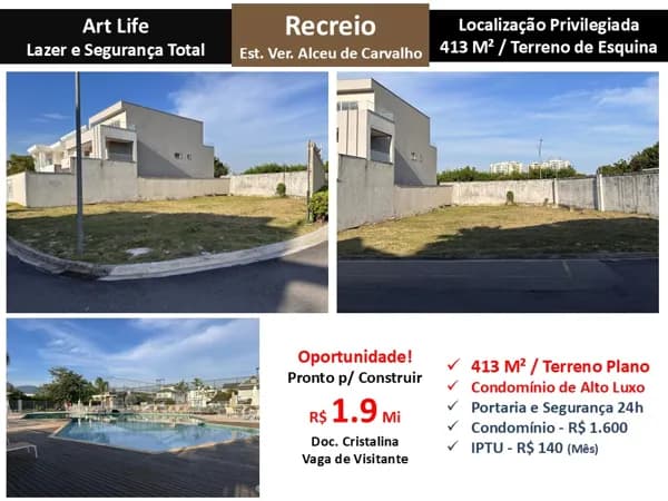 Terreno Recreio Art Life 413M²