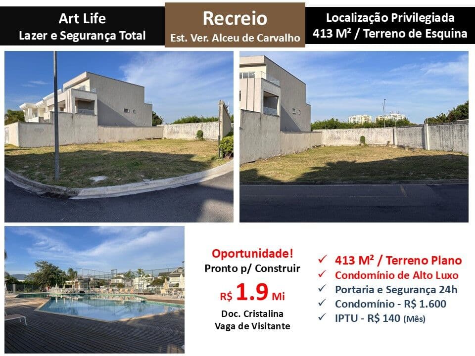Terreno Recreio Art Life 413M²