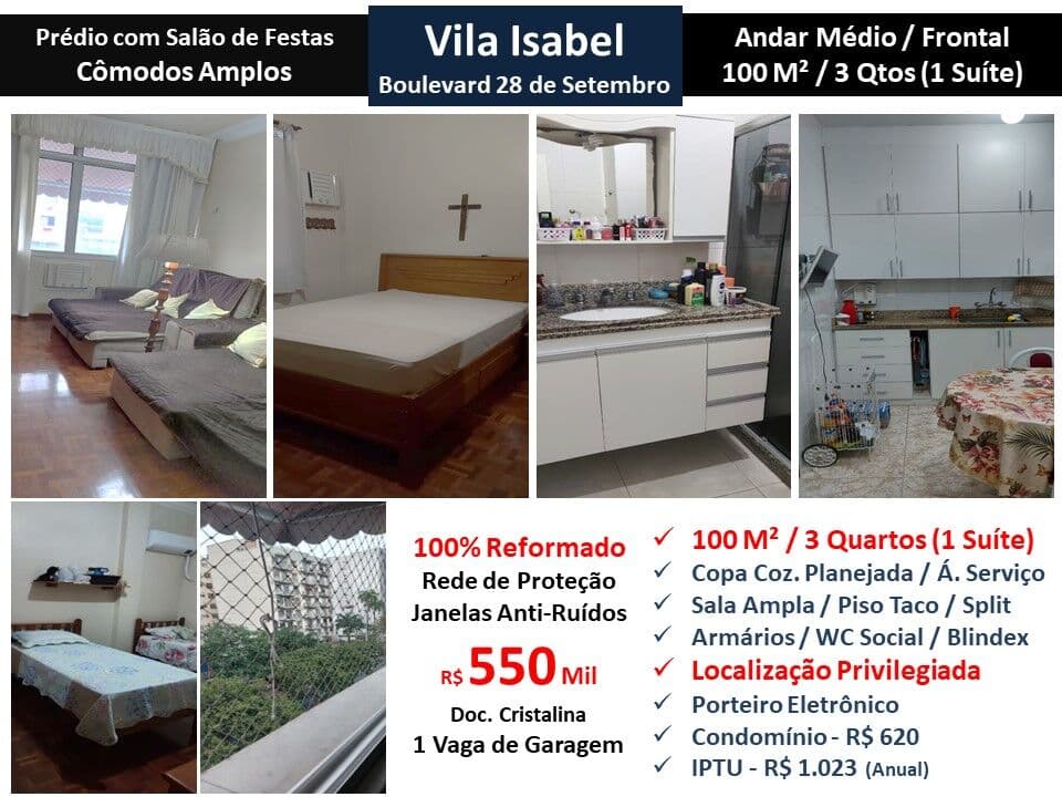 Apto Vila Isabel 28 Setembro 100M²