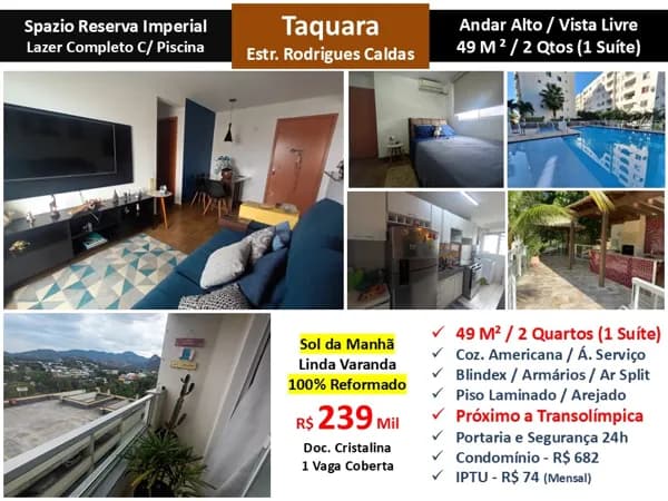 Apto JPA Taquara Spazio Reserva Imperial 49M²