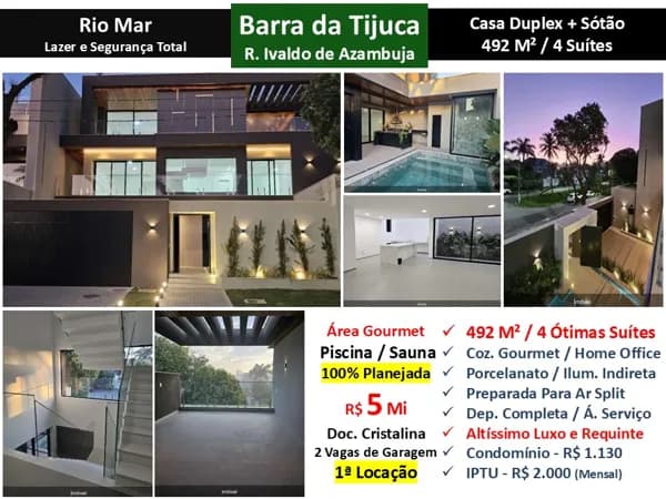 Casa Barra da Tijuca Rio Mar 492M²
