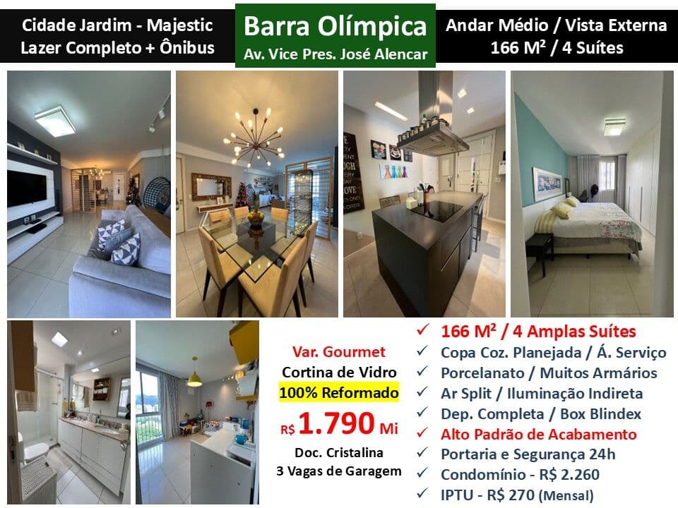Apto Barra Olímpica Cidade Jardim Majestic 166M²