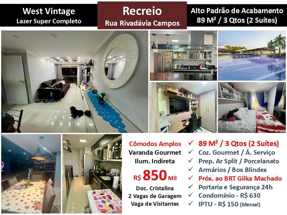 Apto Recreio Zico West Vintage 89M²