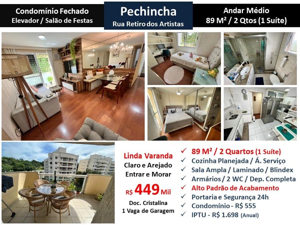 Apto JPA Pechincha Retiro dos Artistas 89M²