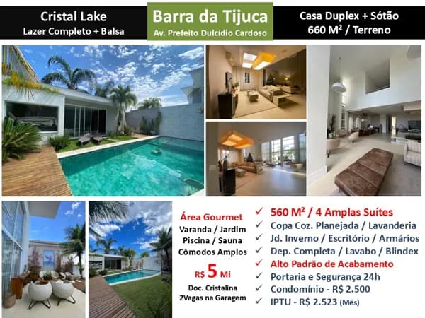 Casa Barra da Tijuca Cristal Lake 560M²