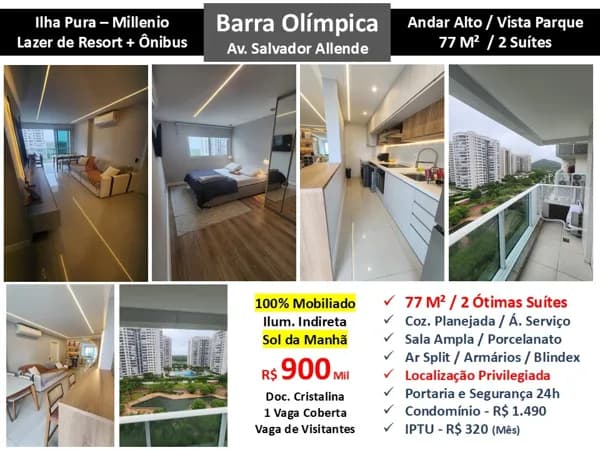 Apto Barra Olímpica Ilha Pura Milenio 77M²