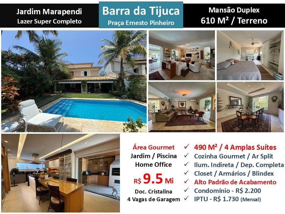 Casa Barra da Tijuca Praia Jardim Marapendi 490M²