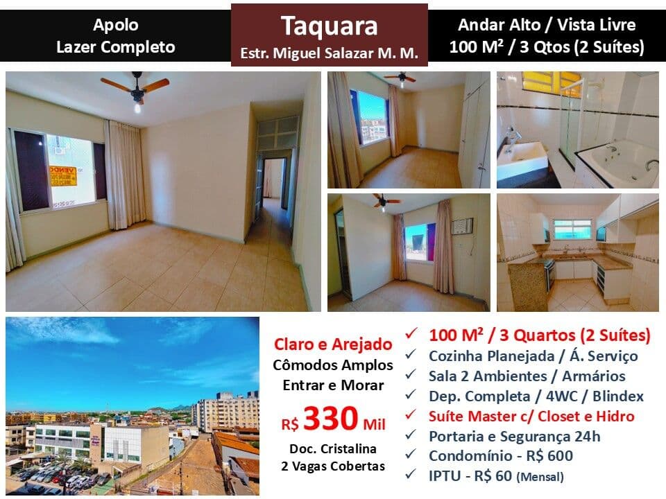 Apto JPA Taquara Miguel Salazar Mendes de Moraes Apolo 100M²