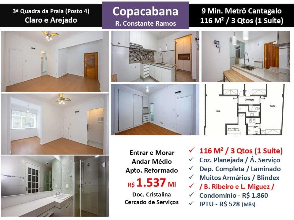 Apto Copacabana Constante Ramos 116M²