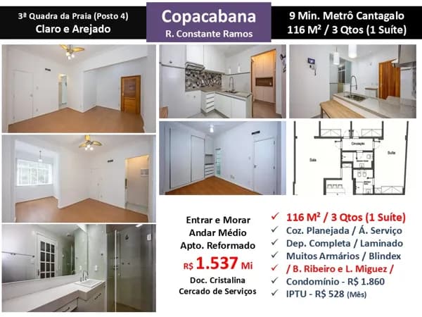 Apto Copacabana Constante Ramos 116M²
