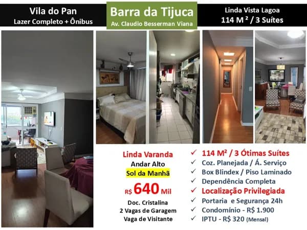 Apto Barra da Tijuca Vila do Pan 114M²