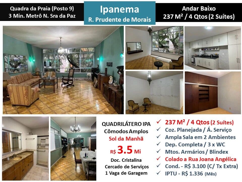 Apto Ipanema Prudente de Morais 237M²