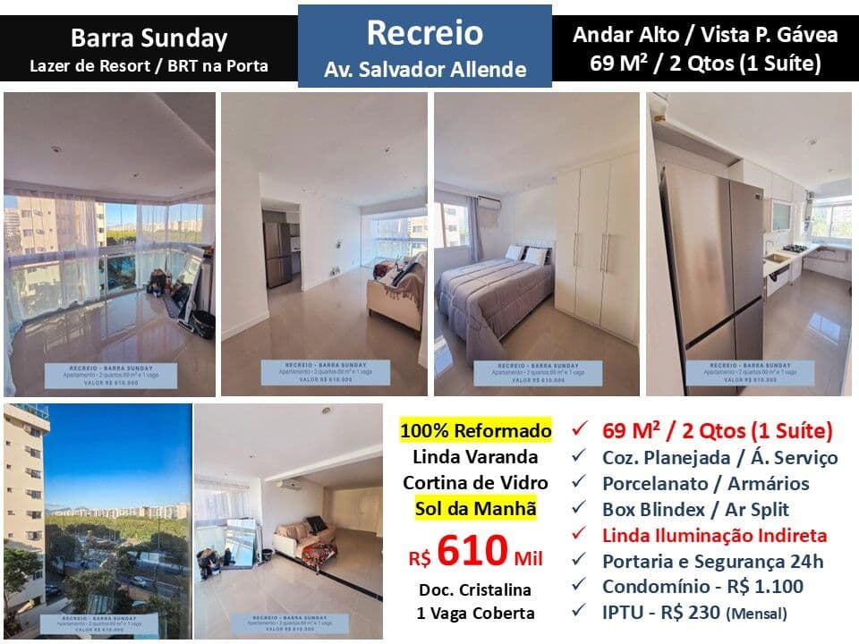 Apto Recreio Barra Sunday 69M²
