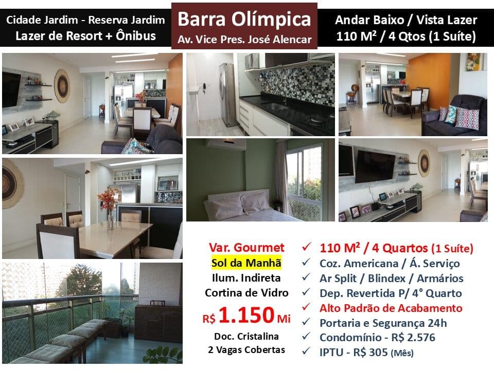 Apto Barra Olímpica Cidade Jardim Reserva Jardim 110M²