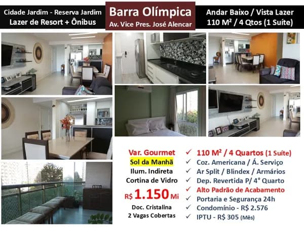 Apto Barra Olímpica Cidade Jardim Reserva Jardim 110M²