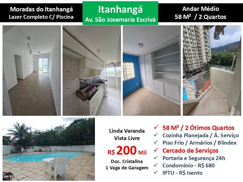 Apto Barra da Tijuca Itanhangá Moradas do Itanhangá 58M²