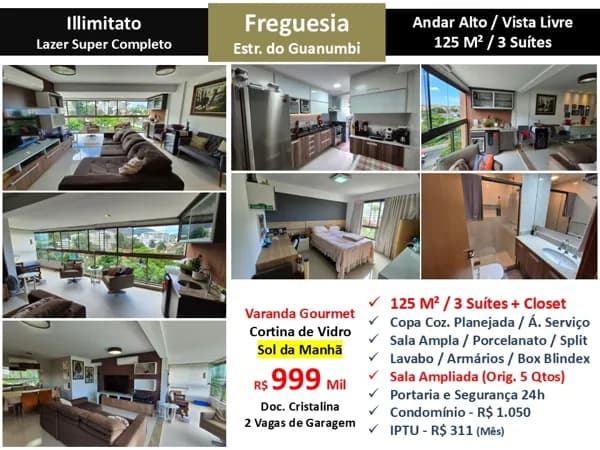 Apto JPA Freguesia Illimitato 125M²